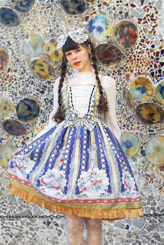 Rococo Bouquet Jumperskirt in Dark Blue