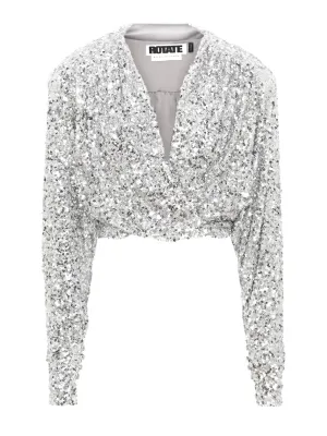 ROTATE Birger Chirstensen V-Neck Cropped Top