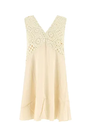 ROTATE V-Neck Lace Detailed Sleeveless Top