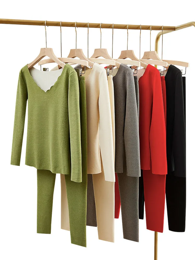 Seamless Base Layer Dralon V-neck Thermal Set