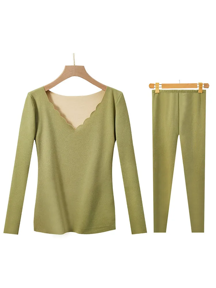Seamless Base Layer Dralon V-neck Thermal Set