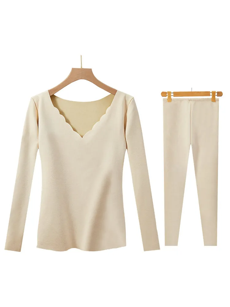 Seamless Base Layer Dralon V-neck Thermal Set