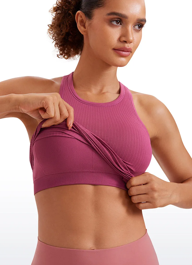 Seamless Ribbed Longline High Neck Crop Tank Racerback