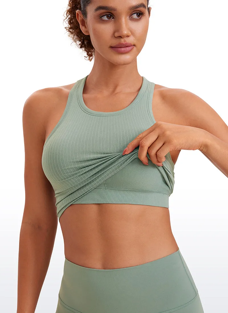 Seamless Ribbed Longline High Neck Crop Tank Racerback