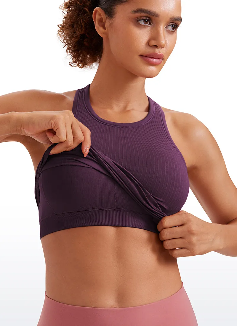 Seamless Ribbed Longline High Neck Crop Tank Racerback