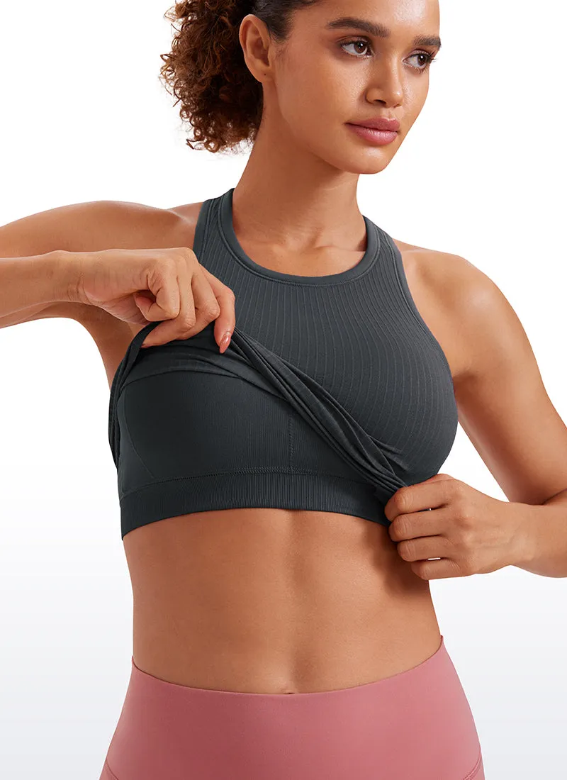 Seamless Ribbed Longline High Neck Crop Tank Racerback