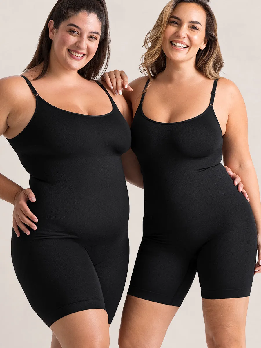 Shapermint Essentials All Day Every Day Scoop Neck Mid-Thigh Bodysuit - Wear Test