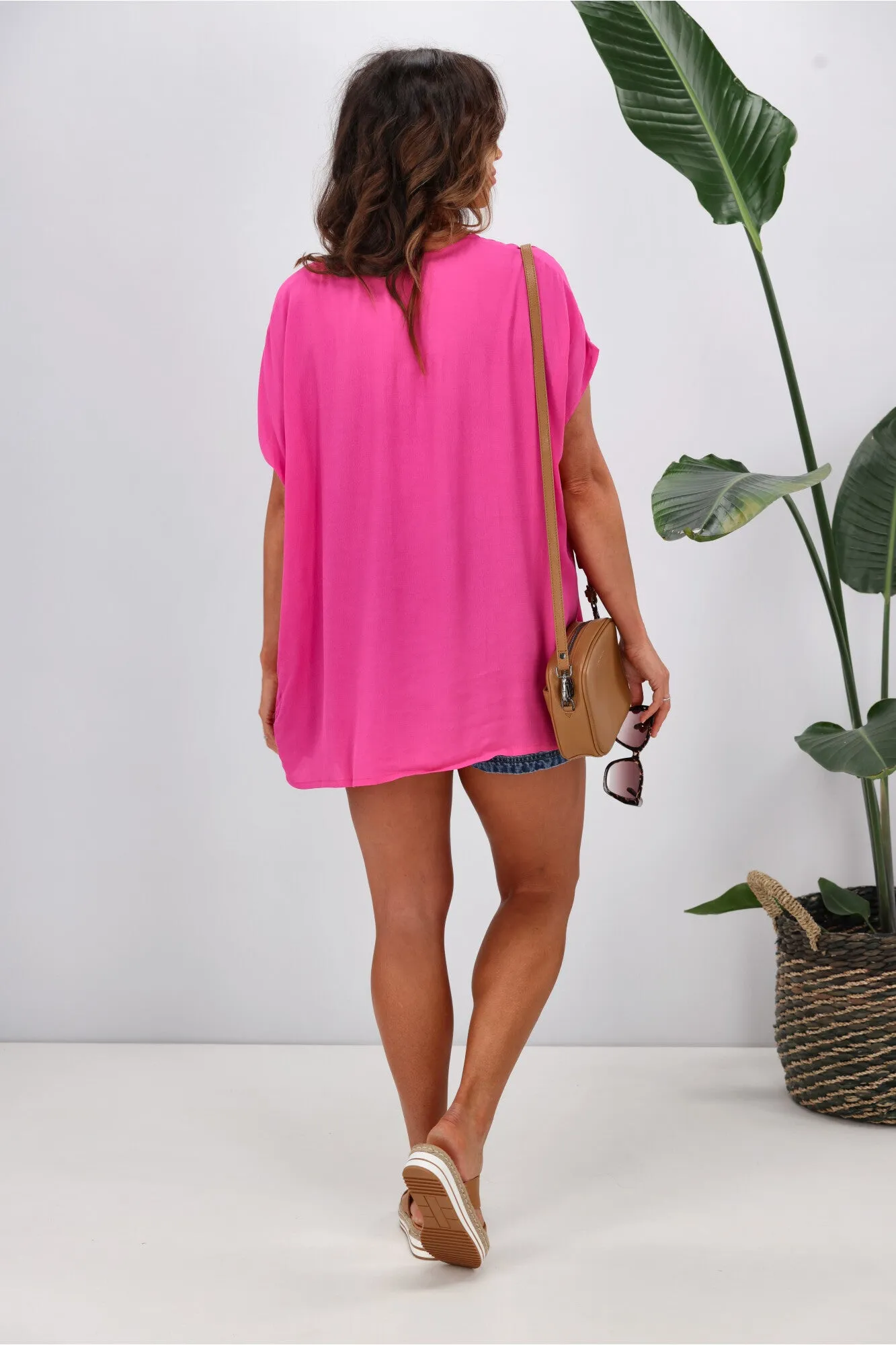 Shine On Label Summer Essential Drape V Neck Top Pink