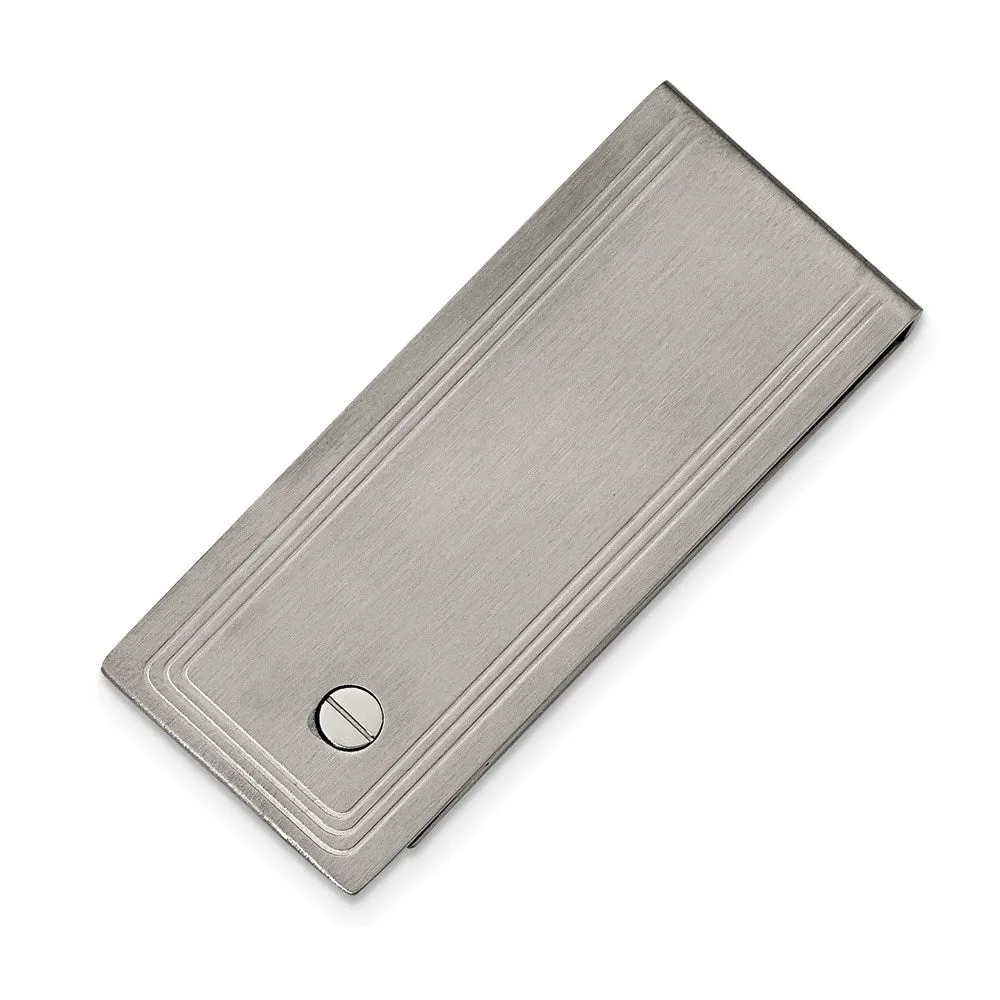 Stainless Steel Brushed and Polished Bracelet, Money Clip and Key Ring Set