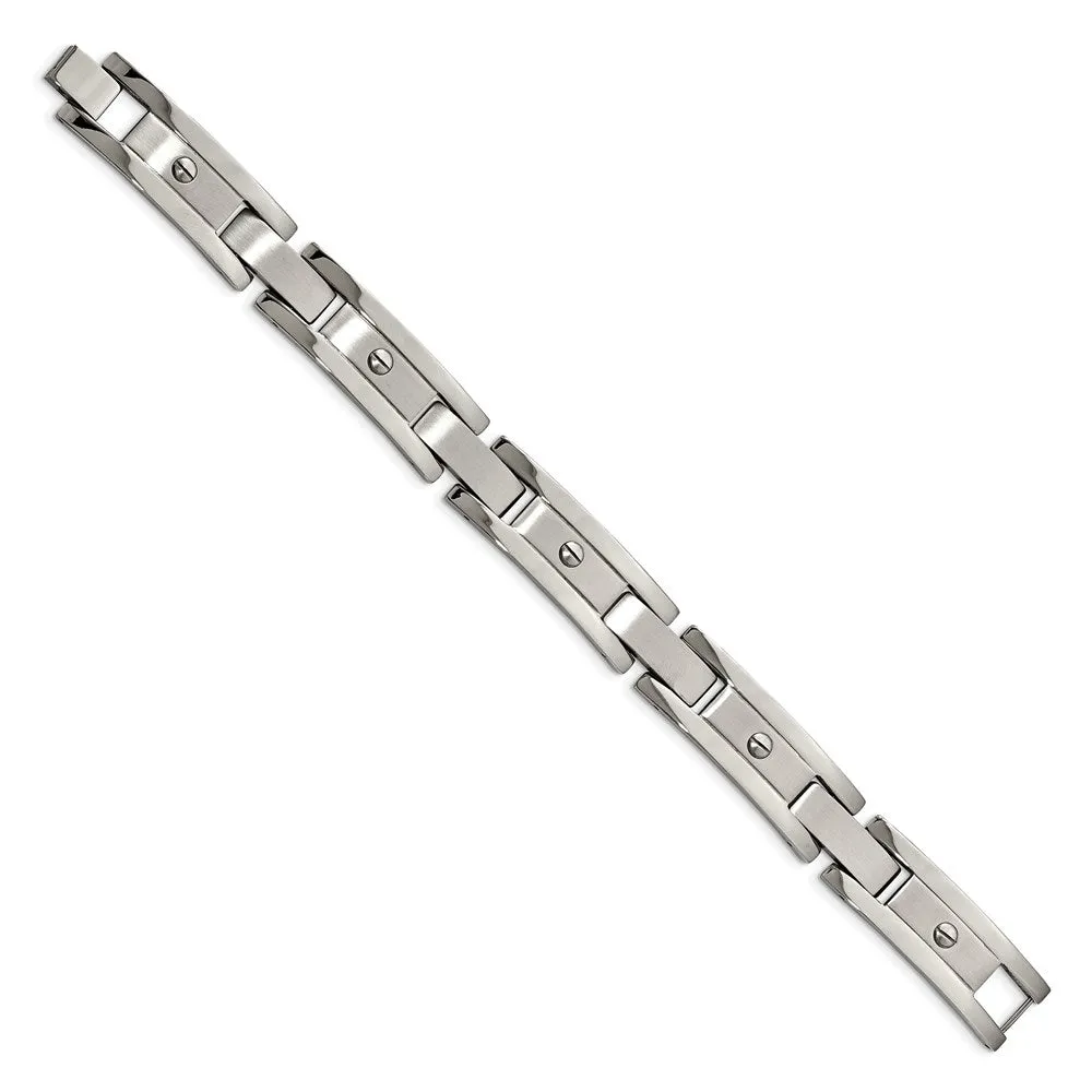 Stainless Steel Brushed and Polished Bracelet, Money Clip and Key Ring Set