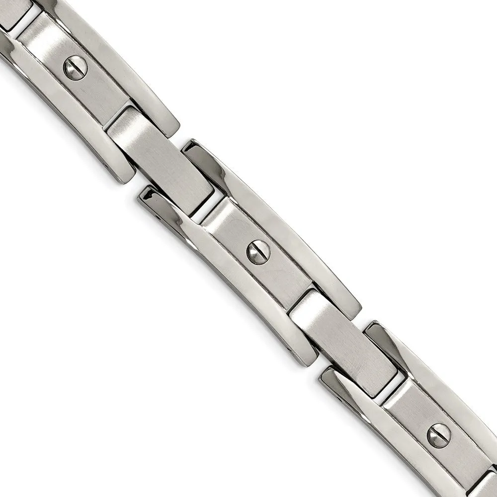 Stainless Steel Brushed and Polished Bracelet, Money Clip and Key Ring Set