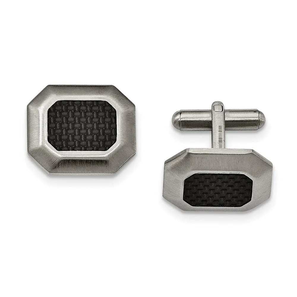 Stainless Steel Brushed Black Carbon Fiber Inlay 4-piece Boxed Set
