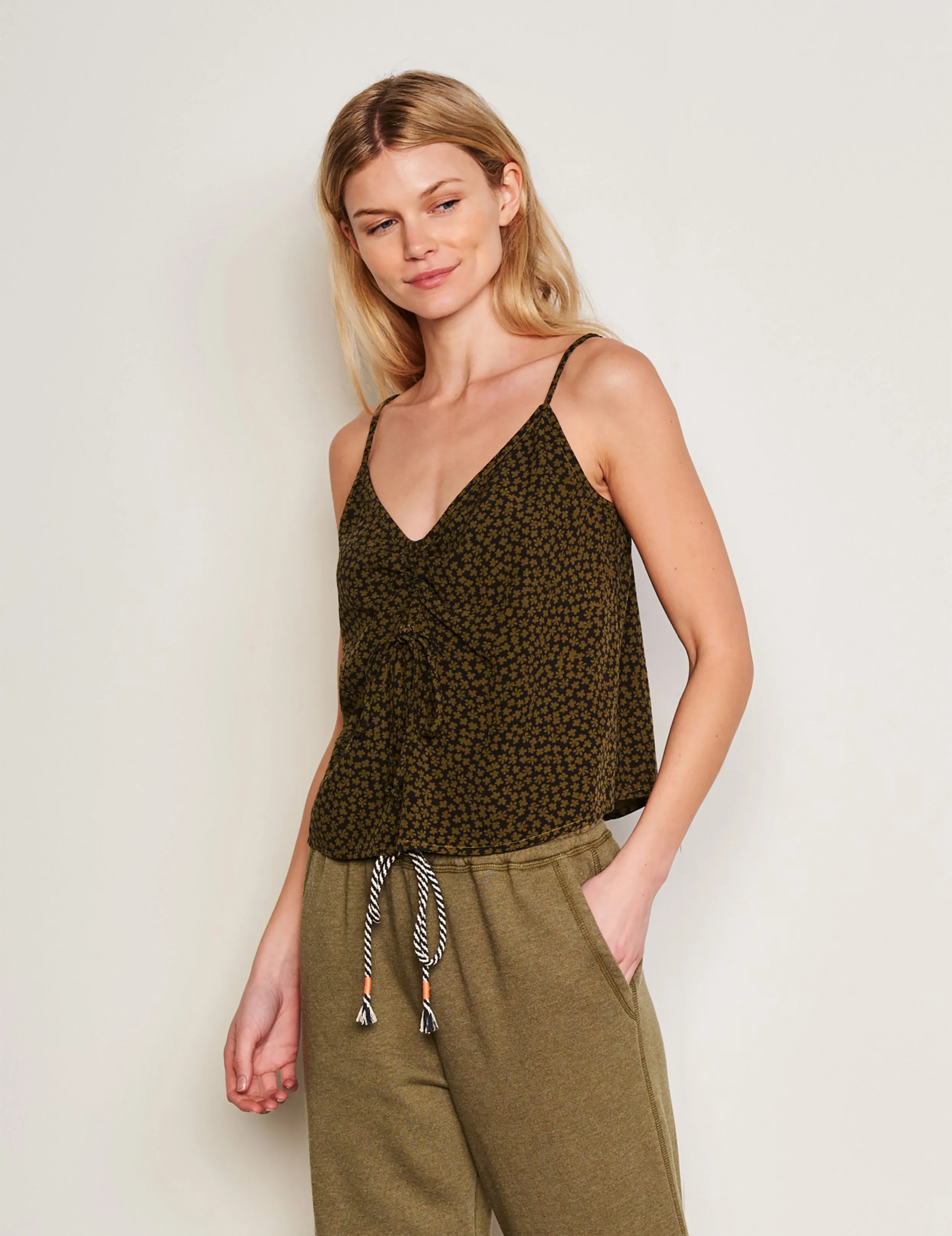 Sundry Clover Flutter Cami in Olive