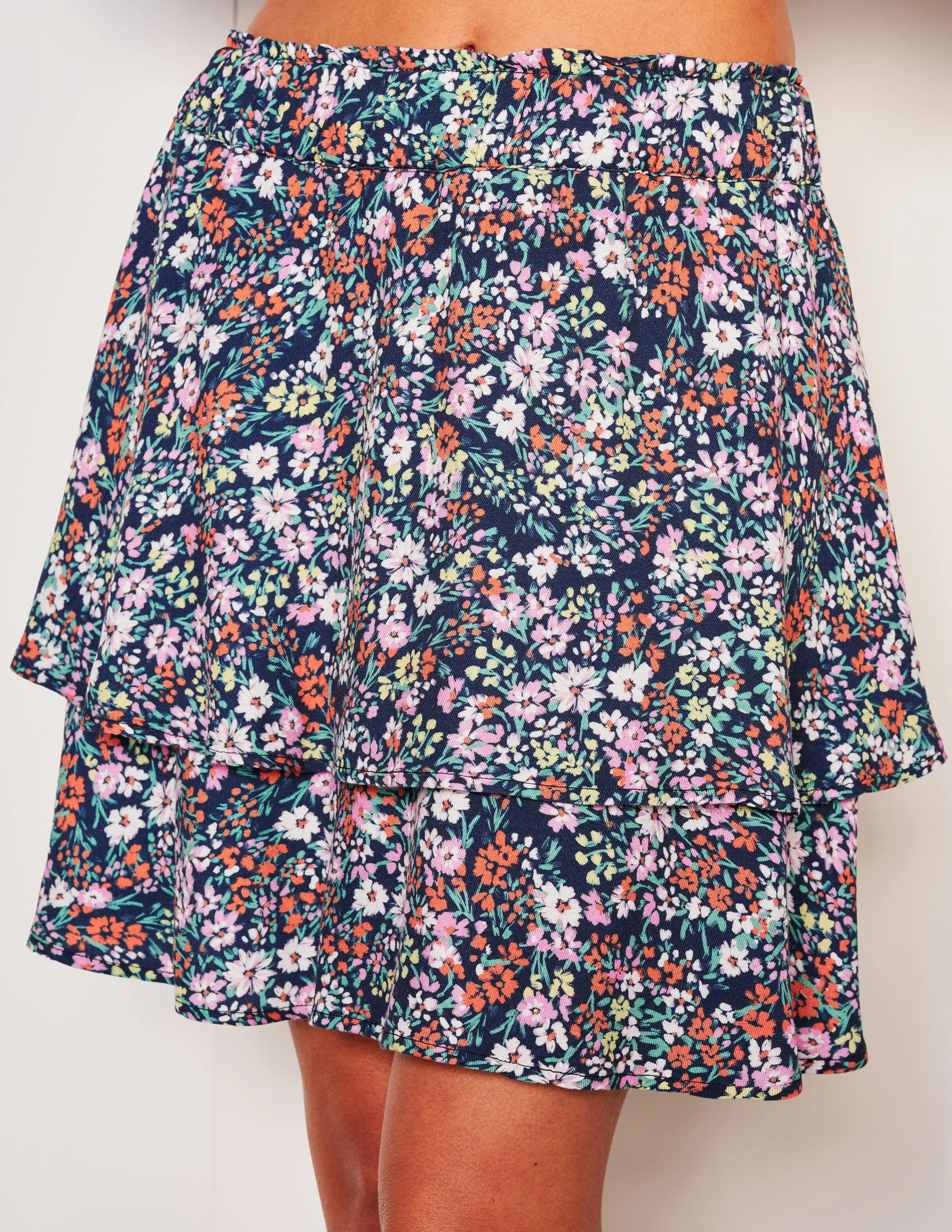 Sundry Femme Henley Shirt & Femme Skirt Set in Deep Navy