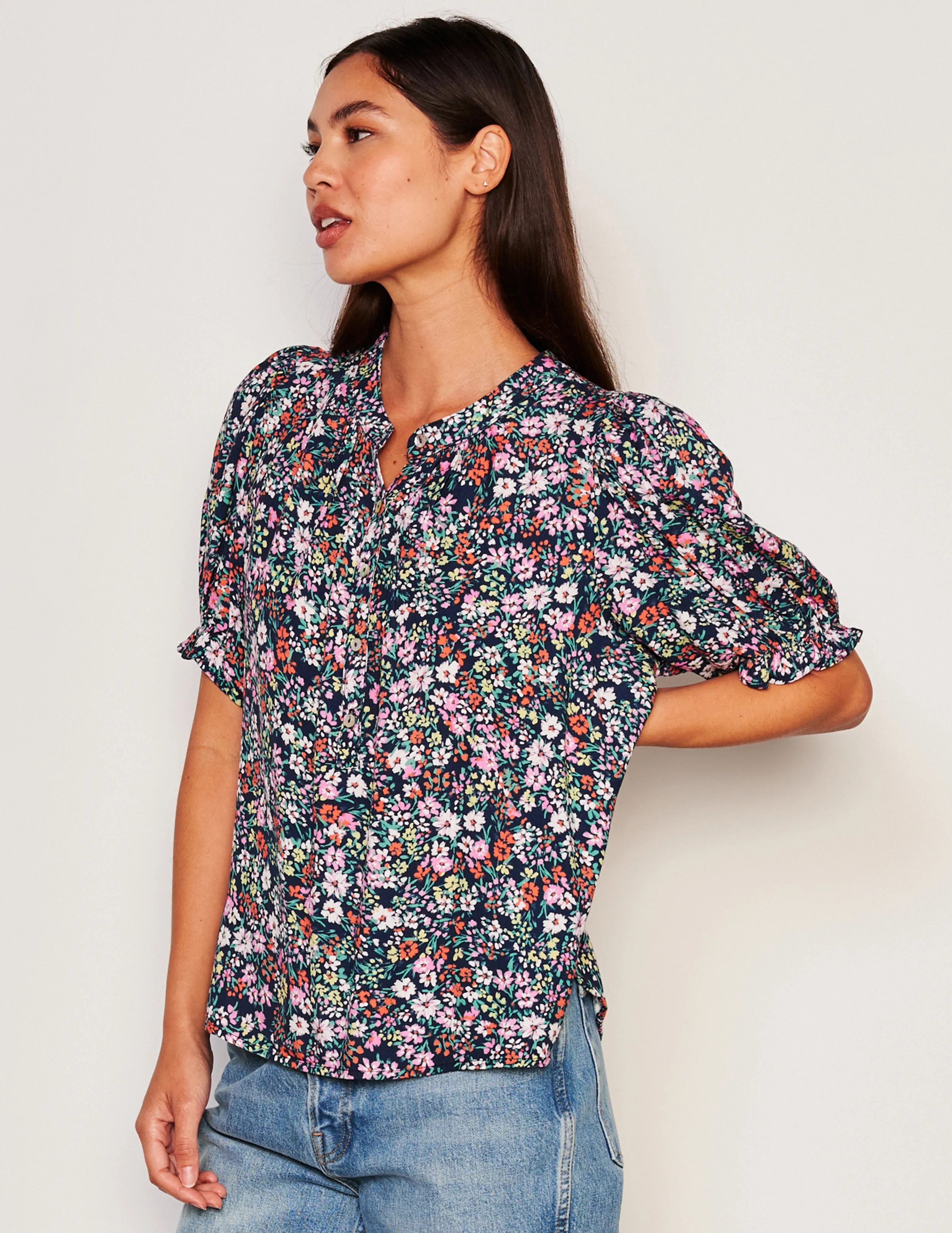Sundry Femme Henley Shirt & Femme Skirt Set in Deep Navy