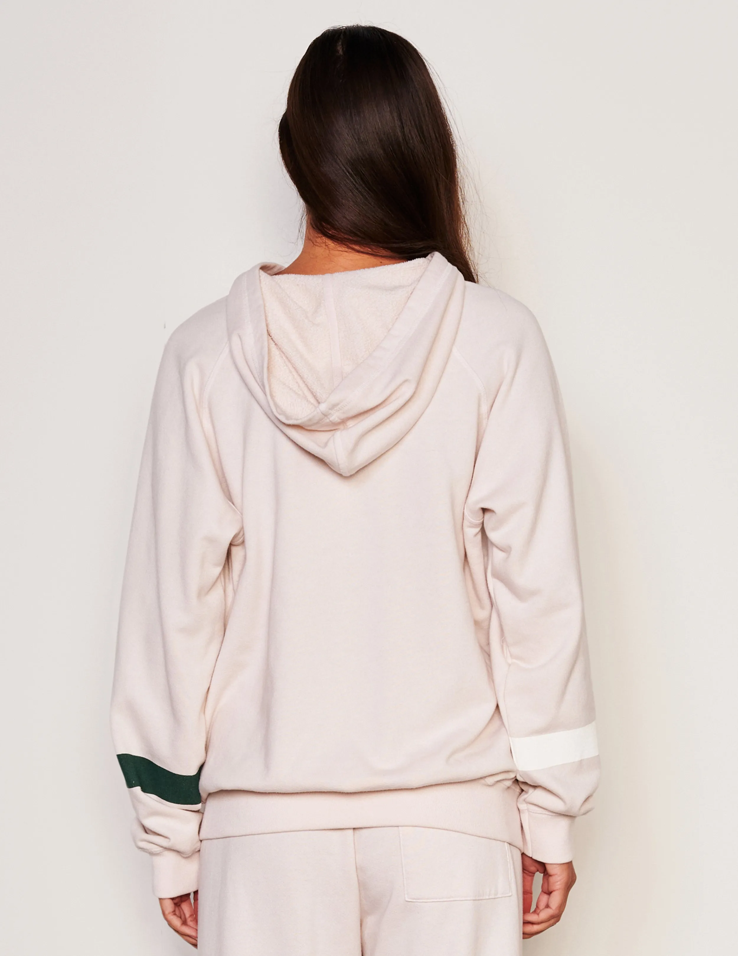 Sundry Stripes Raglan Popover Hoodie & Stripes Easy Lounge Pant Set in Oyster
