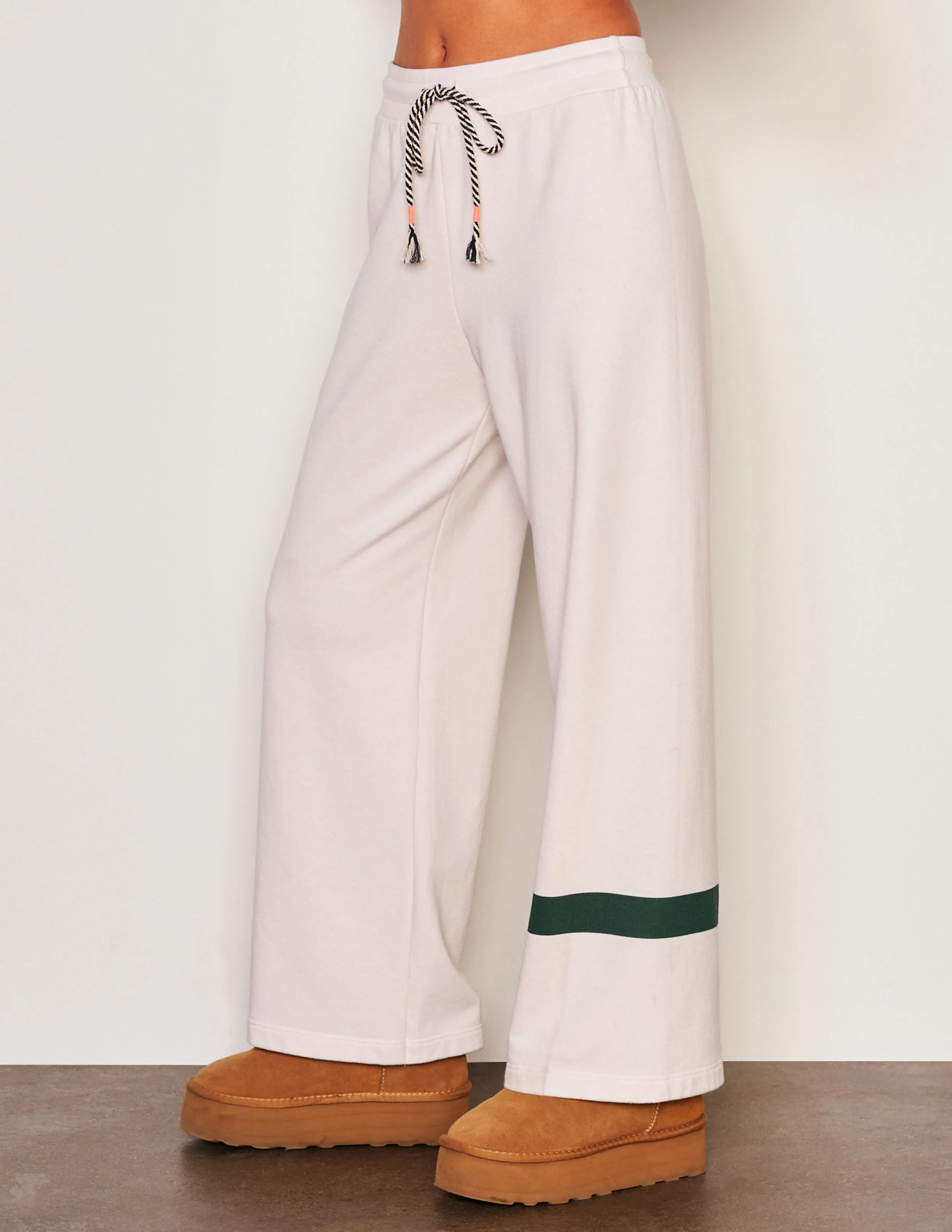 Sundry Stripes Raglan Popover Hoodie & Stripes Easy Lounge Pant Set in Oyster