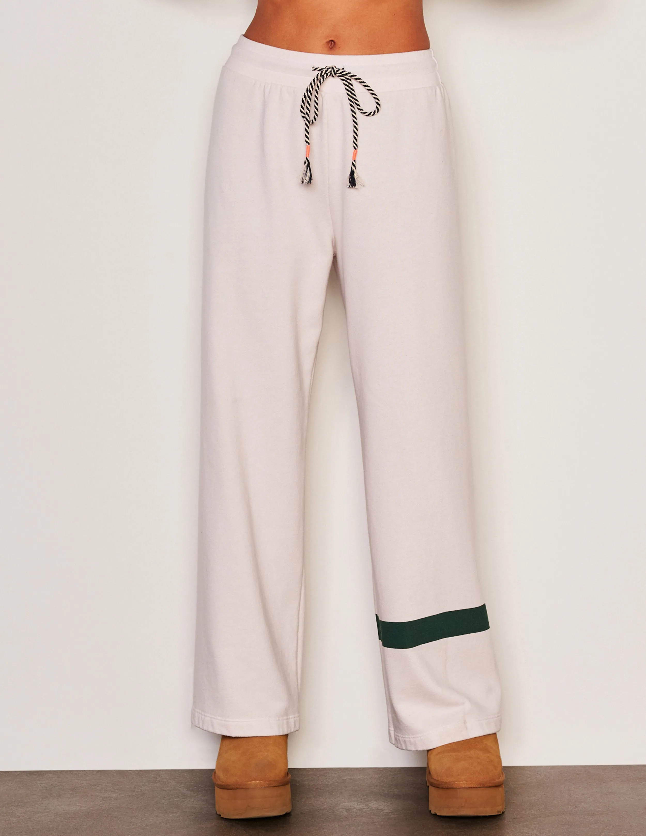 Sundry Stripes Raglan Popover Hoodie & Stripes Easy Lounge Pant Set in Oyster