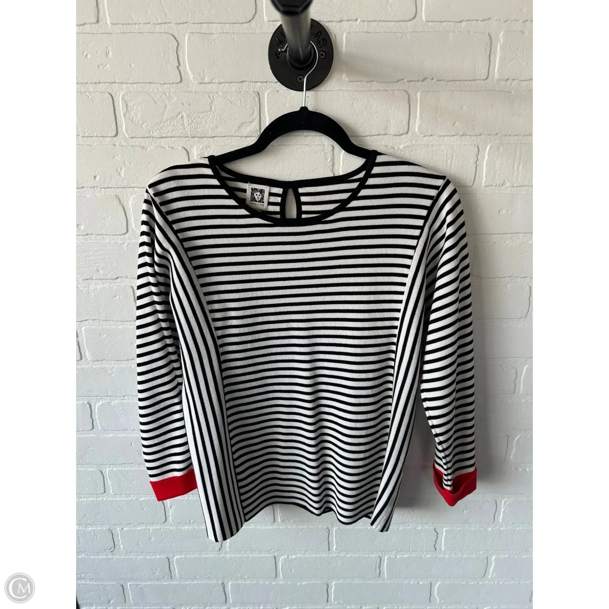 Top Long Sleeve By Anne Klein In Black & White, Size: Xs