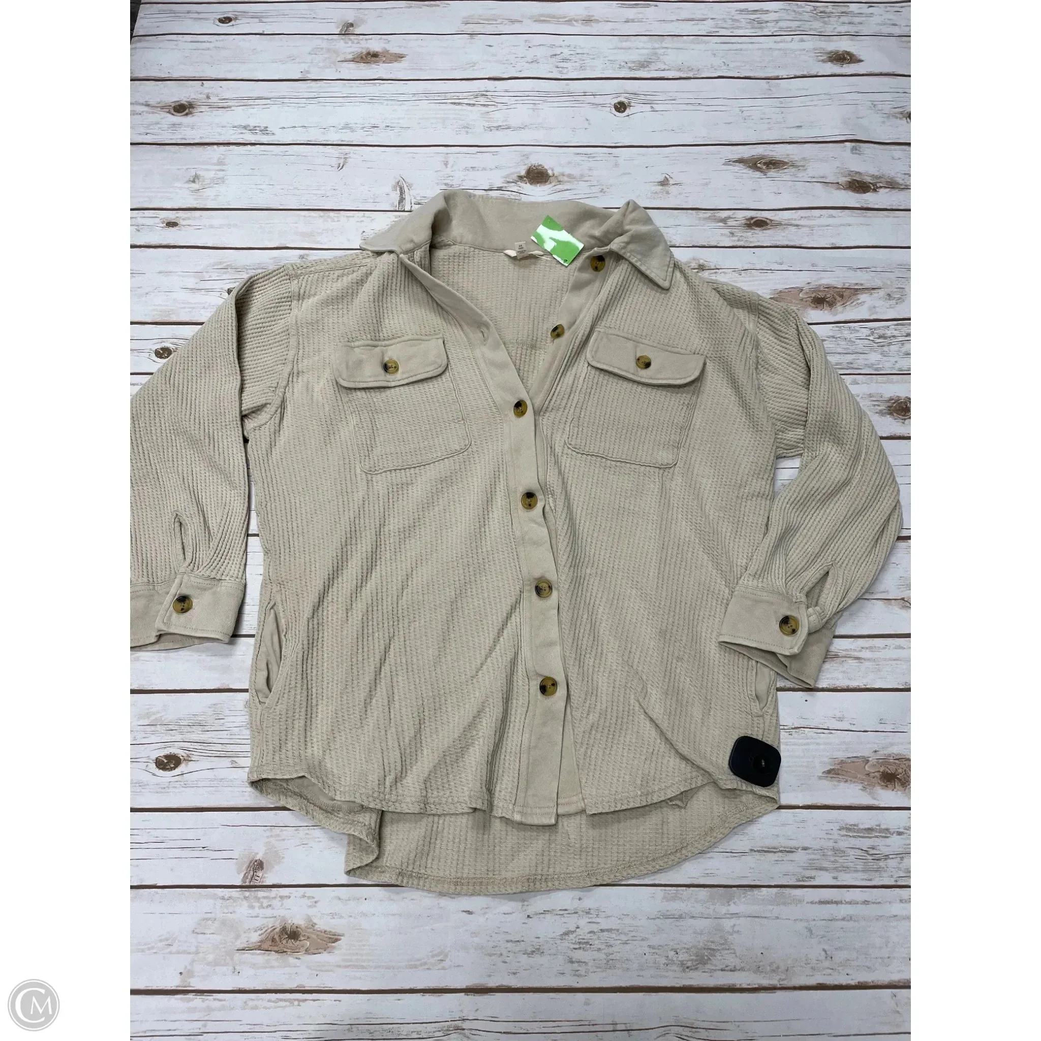 Top Long Sleeve By Terra & Sky In Tan, Size: 1x