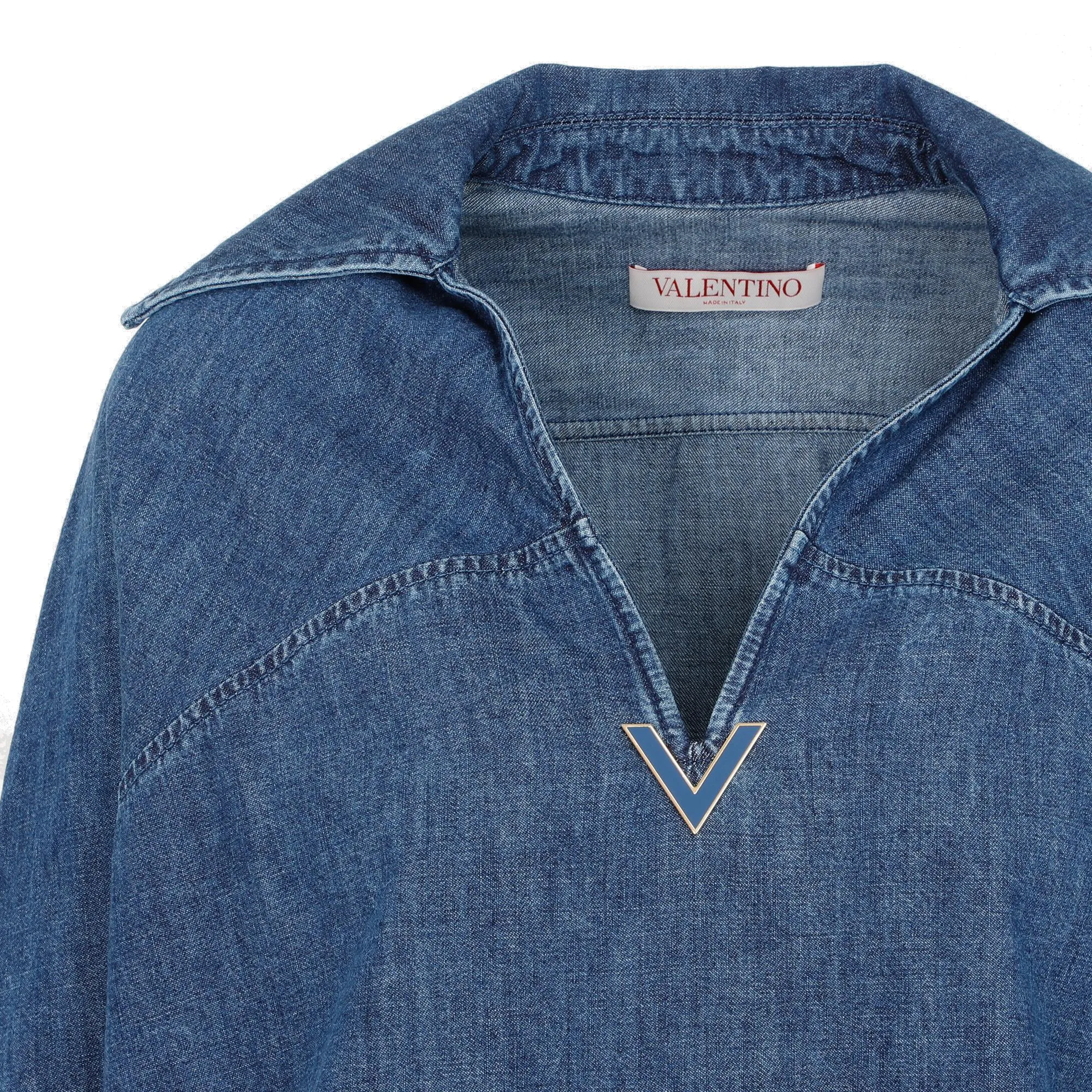 Valentino V-Neck Denim Blouse
