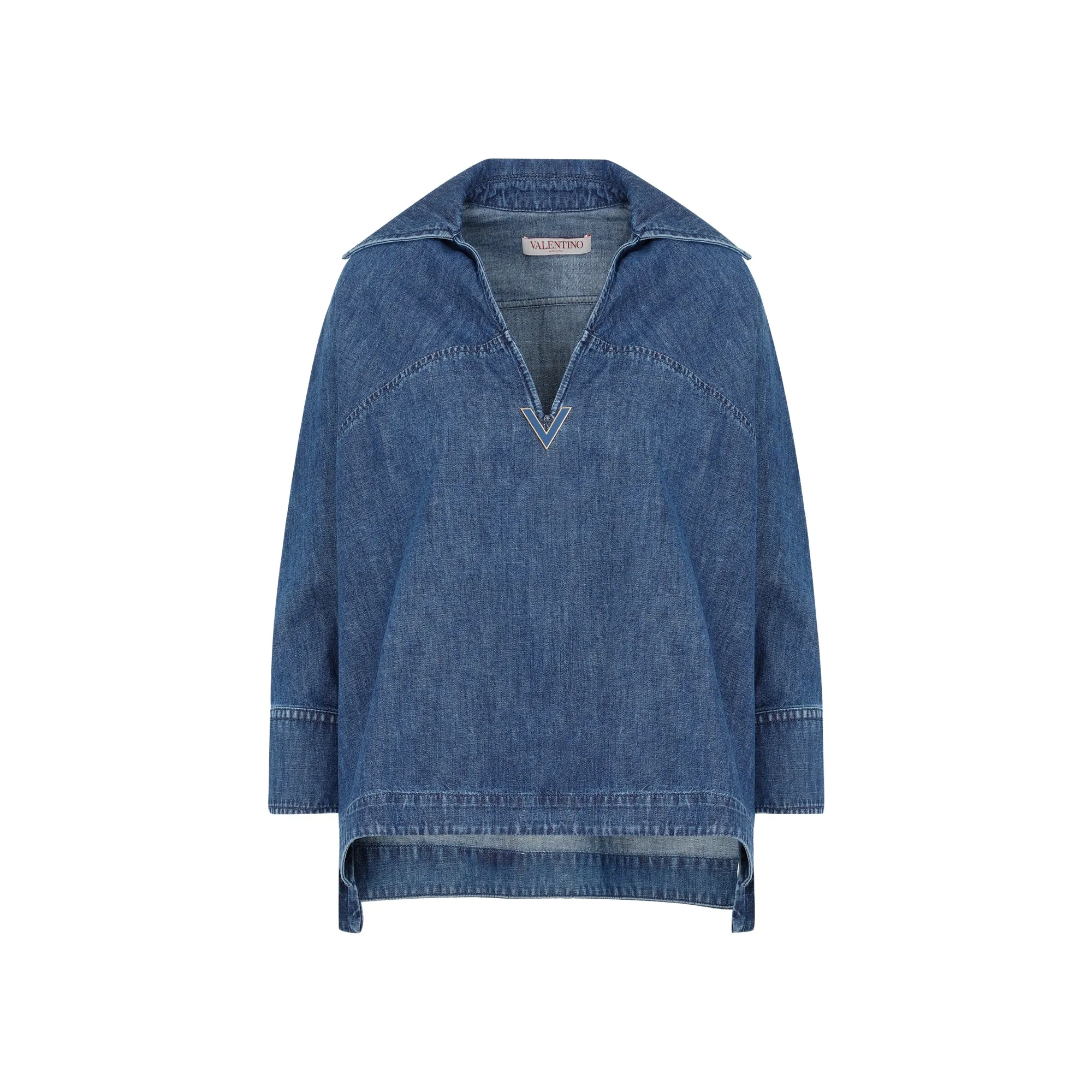Valentino V-Neck Denim Blouse