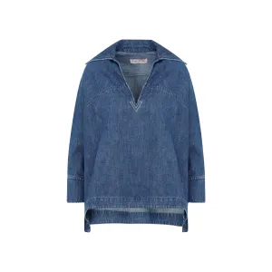 Valentino V-Neck Denim Blouse
