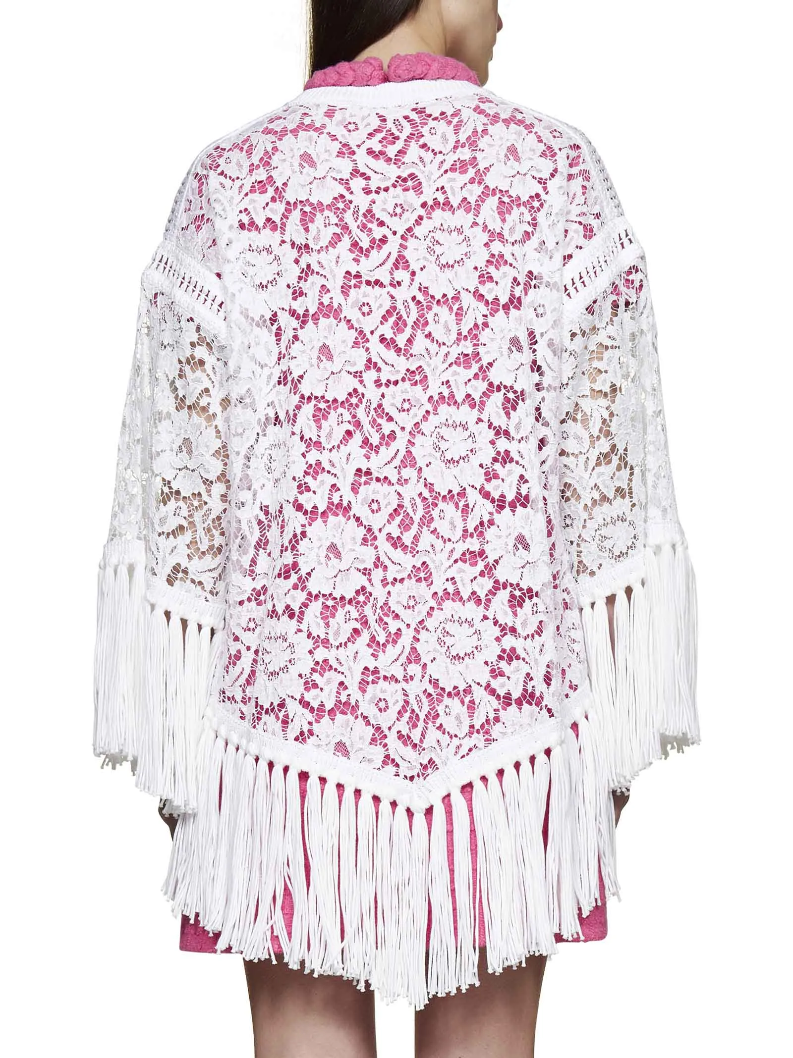 Valentino V-Neck Fringed Edge Blouse