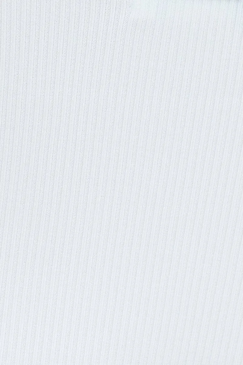 White Bodysuit Long Sleeve Crew Neck Rib