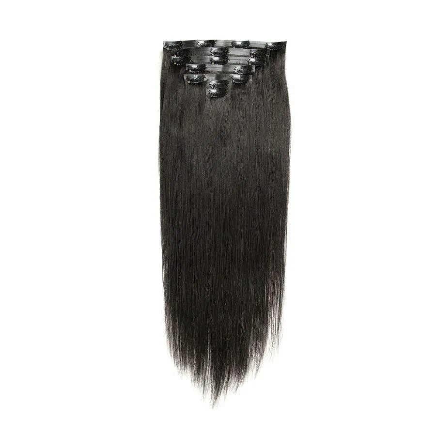WOWANGEL Yaki Straight Seamless Clip Ins Hair Extensions