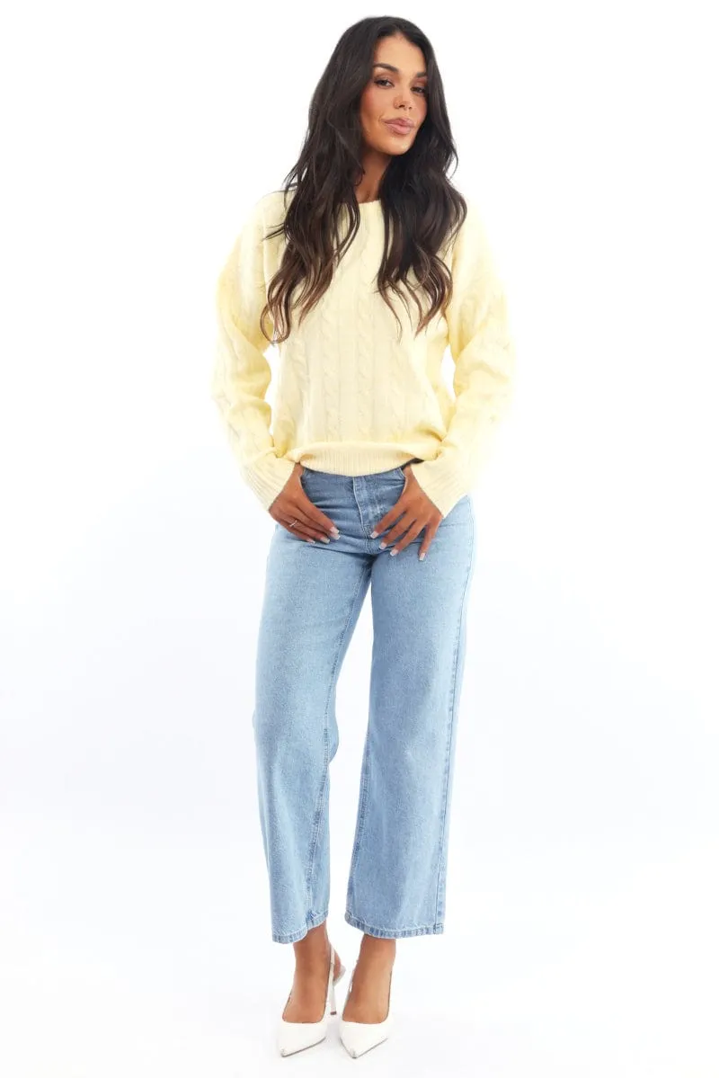 Yellow Knit Jumper Long Sleeve Cable