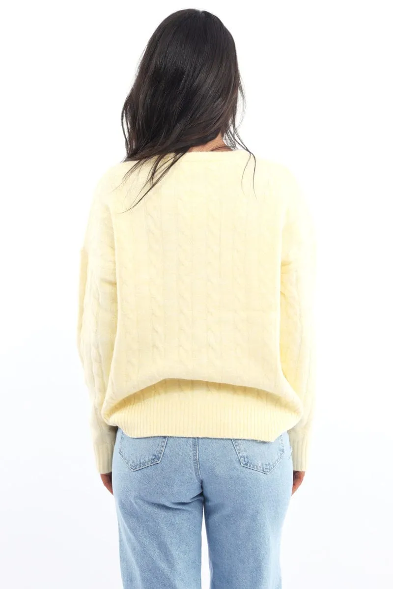 Yellow Knit Jumper Long Sleeve Cable
