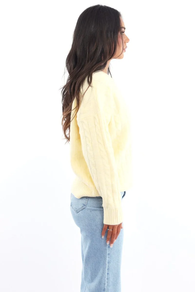 Yellow Knit Jumper Long Sleeve Cable