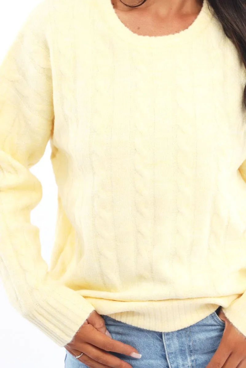 Yellow Knit Jumper Long Sleeve Cable